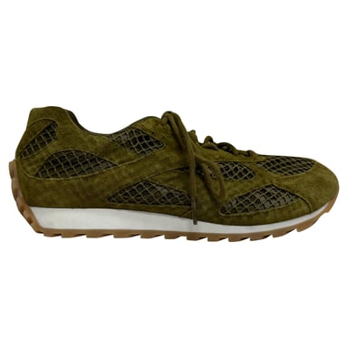 Bottega Veneta Orbit Sneakers in Olijfgroen Suède