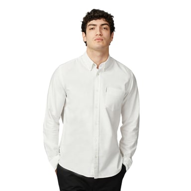 Ben Sherman Långärmad skjorta Signature Oxford för herrar (Vit)