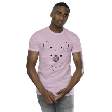 Disney Mens Winnie The Pooh Winnie The Pooh Face T-Shirt (Baby Pink)