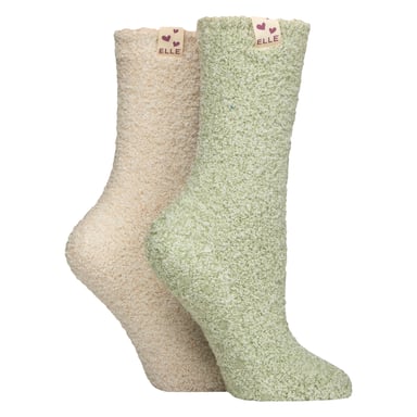 2-Pack Dames Twee Kleurige Gezellige Bed- en Huissokken - Warme Zachte Ontspannende Comfort
