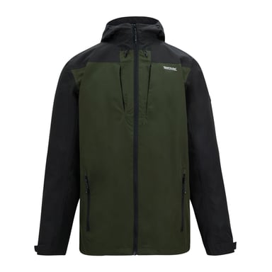 Regatta Mens Calderdale Colour Block Waterproof Jacket (Khaki Green/Black)