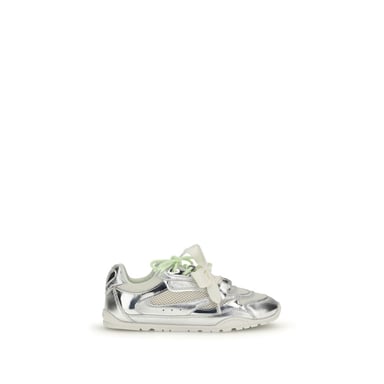 PINKO Silver Calf Leather Bos Taurus Athletic Sneakers