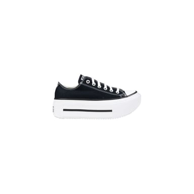 Converse Zwarte En Witte Stoffen Platform Sneakers