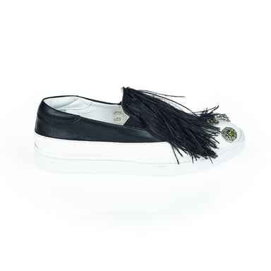Mr&Mrs Italy Svart Läder Slip-On Skor för Kvinnor
