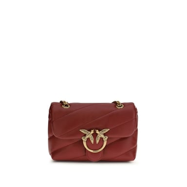 PINKO Bordeaux Calf Leather Bos Taurus Shoulder Bag