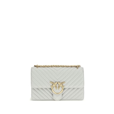 PINKO Gray Calf Leather Bos Taurus Shoulder Bag