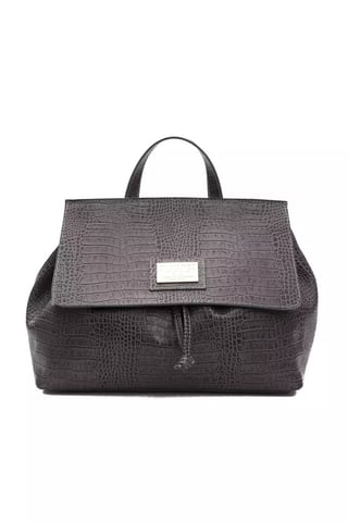 Pompei Donatella Gray Leather Women Shoulder Bag