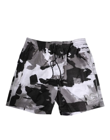 Dolce & Gabbana Zwart Witte Camouflage DG Logo Heren Badkleding