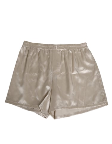 Dolce & Gabbana Beige Silkesatin Elastiska Herrboxershorts Badkläder