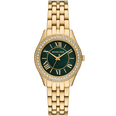 Michael Kors MK4870 Harlowe 33mm Groene Wijzerplaat Dameshorloge - Gouden Roestvrij Staal