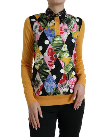 Dolce & Gabbana Flerfärgad Patchwork Kasmir Henley Tröja