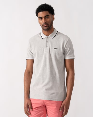 Paddy met Contrast Logo Polo Shirt in Lichtgrijs