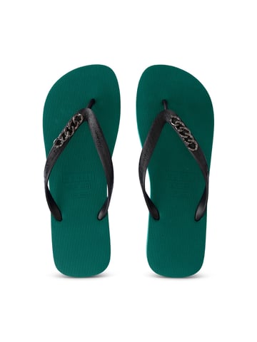 Zilverkleurige kleine teenslipper bosgroen