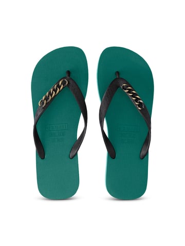 Gold Small Flip Flop Forest Green
