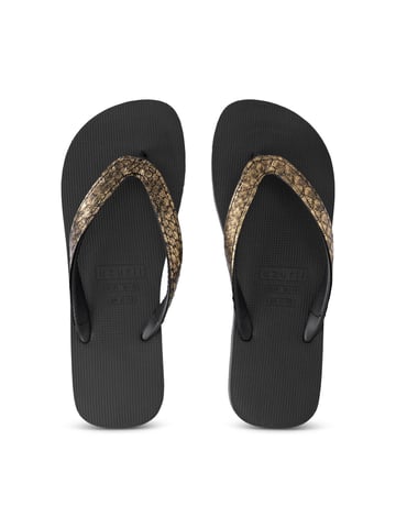 Python Bronze Flip Flop Zwart