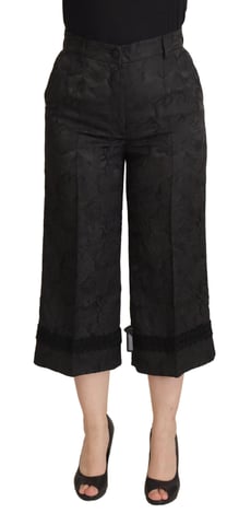 Dolce Gabbana Floral Culottes Black Lace Trim