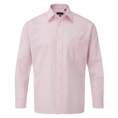 Premier Mens Poplin Long-Sleeved Shirt (Pink)