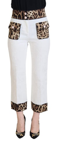 Cropped Pants Leopard Print Detail