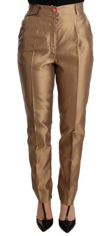 Dolce Gabbana Gold Silk Trousers