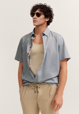 Bugatti Herren Kurzarm-Hemd elegant mit Allover-Muster