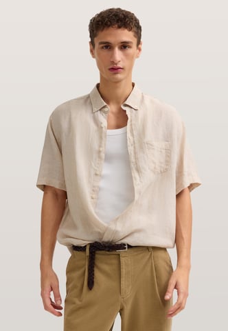 Bugatti Herren Kurzarm-Hemd Modern Fit aus Leinen mit Button-Down-Kragen
