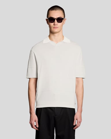 Öppen Krage Fint Stickad Polo T-shirt