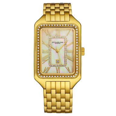 Stührling Lustra 4061 rechthoekig quartz modehorloge met kristallen, 32 mm