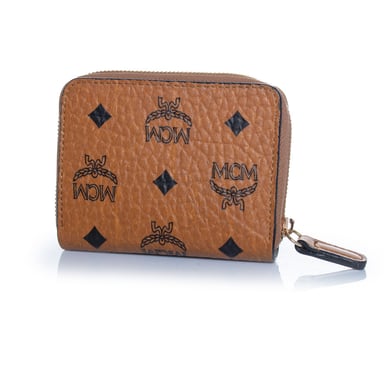 MCM, brown zip around wallet in monogram