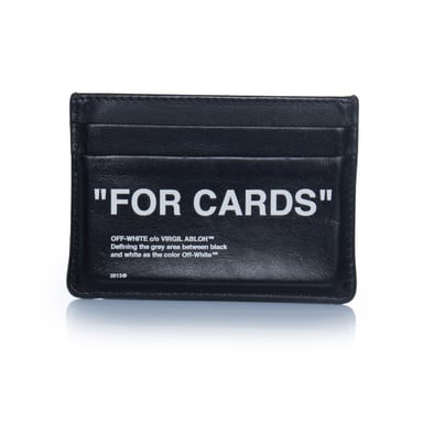 Off-white, black leather card holder