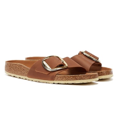 Birkenstock Madrid Big Buckle Oiled Leather Womens Cognac Sandals