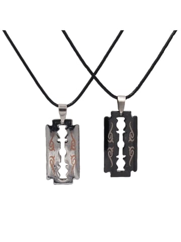 Steuer Modeschmuck Partner chain Set friendship chain partner razor blade black silver coloured