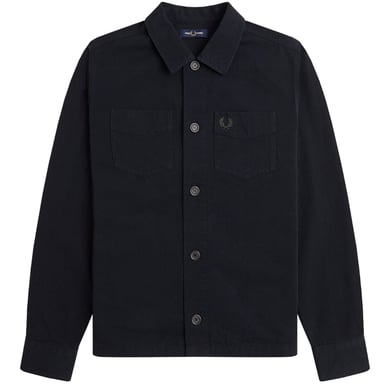 Fred Perry Effen Zwarte Twill Overhemjas