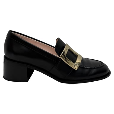 Roger Vivier Viv' Rangers Loafers med spänne och klack i svart läder