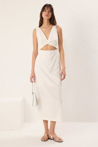 Women's ecru Straight Midi Sleeveless Casual/Daily Regular Dress