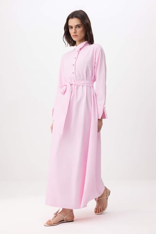 Women's Pink Flat Maxi Long A–line Hijab dress