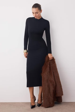 Unifarben maxiklänning med lång bodycon för examen/bal, dammodell