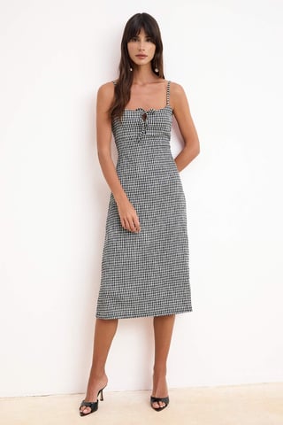 Women's Plaid / checkered Midi Sleeveless A–line Dress