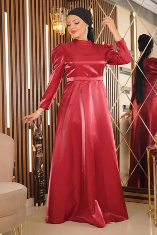 Axel Veckad Plus size Aftonklänning Burgundy