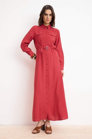 Women's Brown Flat Maxi Long Casual/daily A–line Hijab dress