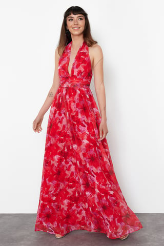Women's Floral Standart Spaghetti straps Graduation / Prom Slim Fit Evening & Prom Dress