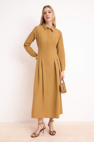 Women's Brown Flat Maxi Long Casual/daily A–line Hijab dress