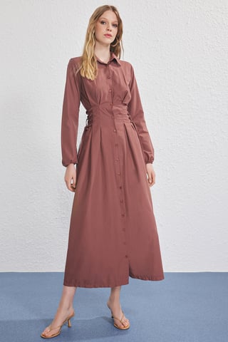 Rak maxiklänning med lång ärm, figurnära hijab för kvinnor, avslappnad/vardaglig