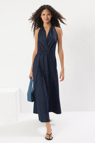 Women's Navy blue Straight Maxi Sleeveless Casual/Daily Regular Dress