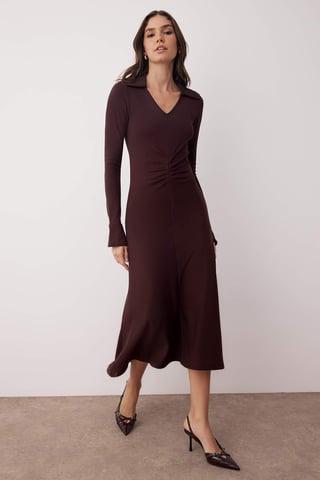 Unifarben Maxi Lång Avslappnad Bodycon Klänning Dam