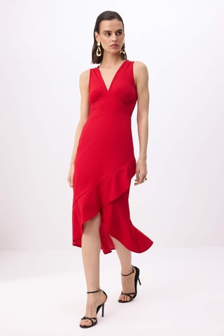 Women's Flat Midi Sleeveless Bodycon Dress