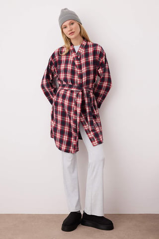 Women's Red Plaid / Check Dressing gown