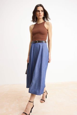 Women's Flat Midi Sleeveless Day / night A–line Dress