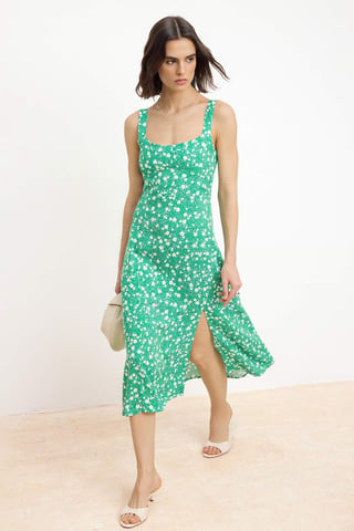Women's Floral Midi Sleeveless A–line Dress