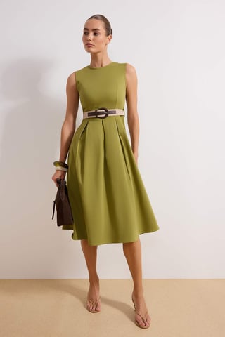 Women's Flat Midi Sleeveless Casual/daily Skater Dress
