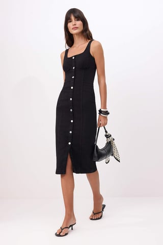 Women's Flat Midi Sleeveless Bodycon Dress